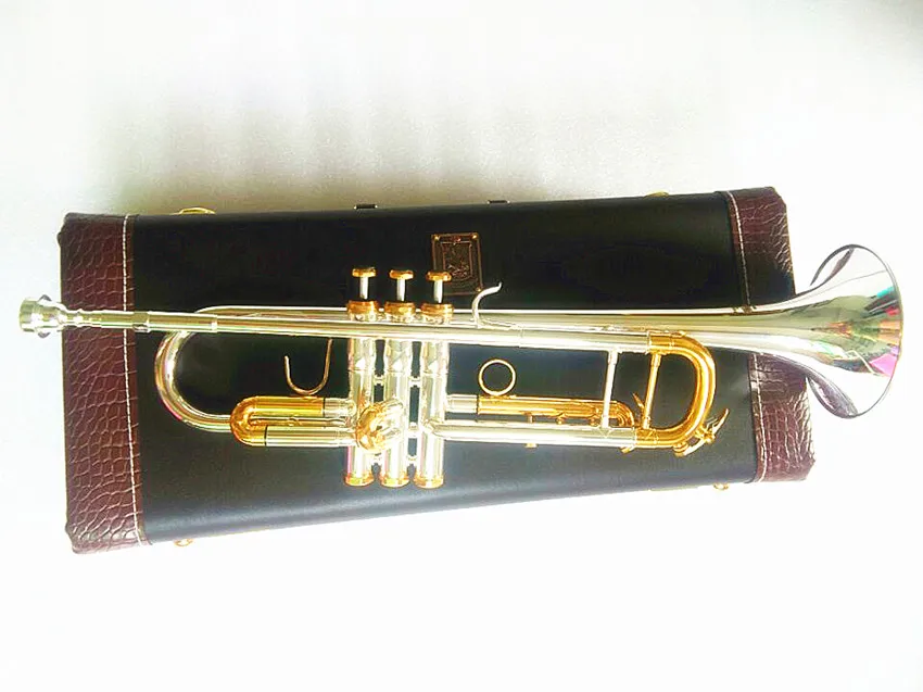 

New Bach Trumpet LT180S-72 B Quality Musical Instruments Silver and Brass Plated Professional Trumpet with Leather Case