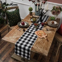 european style christmas black and white lattice table runner ins custom party tv cabinet coffee table cloth long holiday gifts