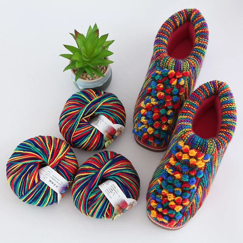 

50g / Ball Rainbow Milk Cotton Medium Thick Acrylic Babysoft Manual Crochet Blanket Insole Manual DIY Manual Woven Yarn