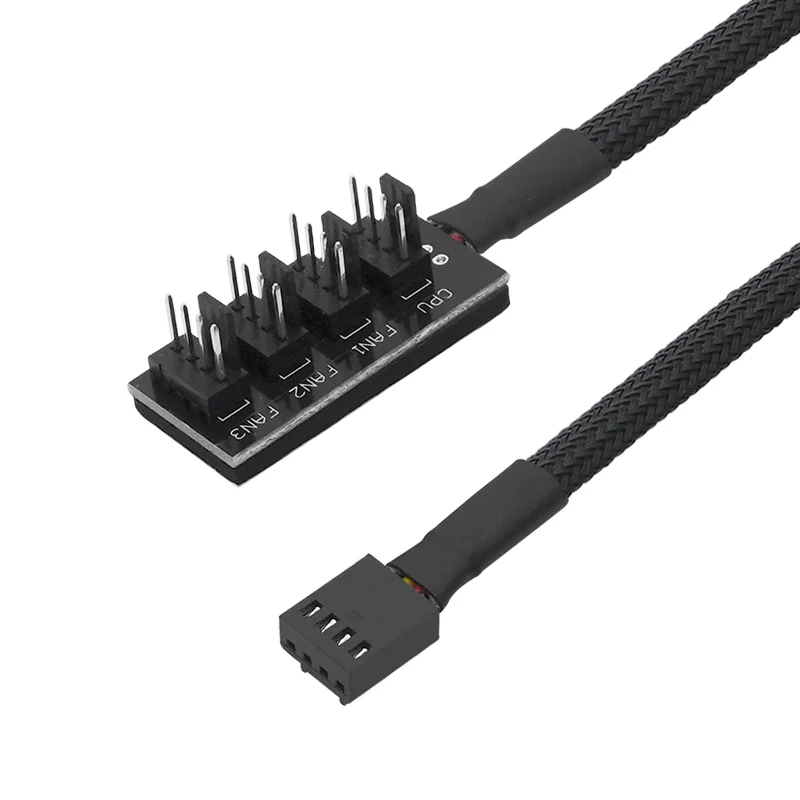 Braided Power Cable 1 to 5 / 4 Pins TX4 PWM CPU Cooler Computer Chassis Cooling Fan Hub Splitter Adapter Wire 39cm 40CM for PC images - 6