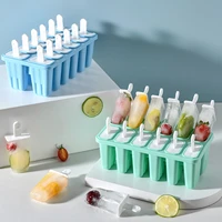 12 grids ice cream mold food grade silicone popsicle mold set reusable ice cream mold with stick and lid creative kitchen tools