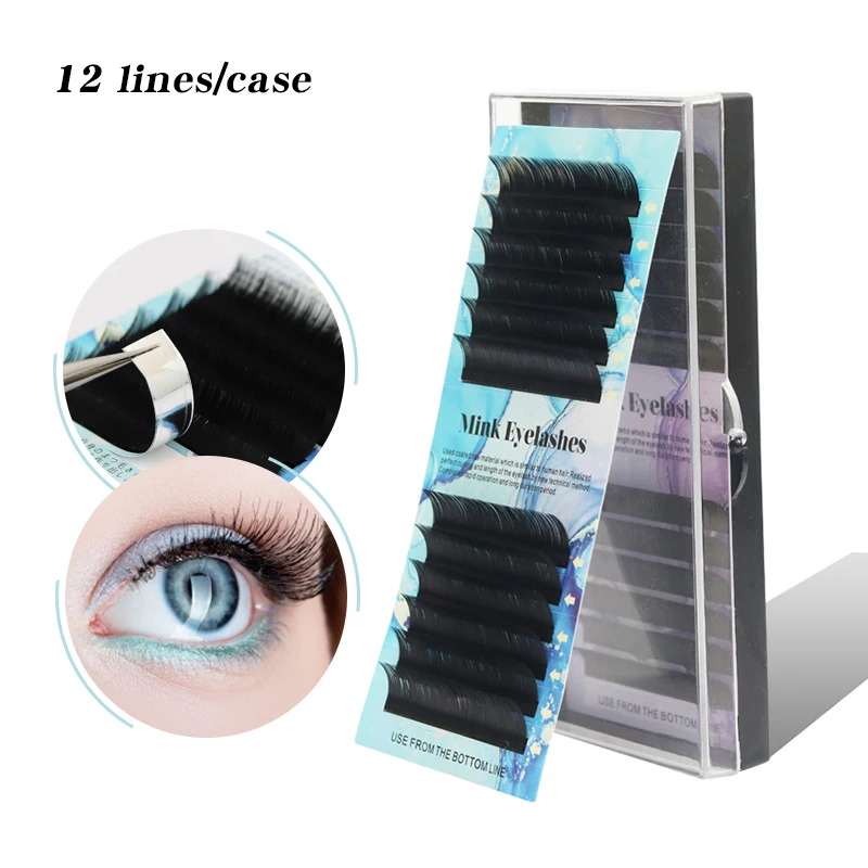 

12Rows Faux Lash Mink Individual Eyelash Extension Lashes Black Professionals Soft Natural Eyelash Extension Maquiagem Cilios