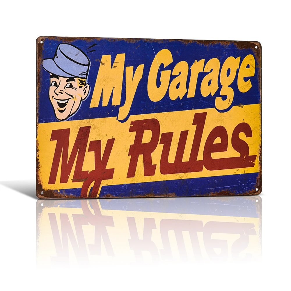 

My Garage My Rules Vintage Tin sign Art Poster Plate Garage Pub Bar Home Wall Decor
