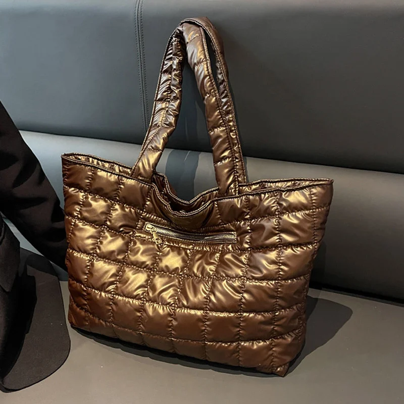 

Fashion Large Capacity Women's Shoulder Bag Soft Cotton Handbags Ladies Top Handle Bags Trendy Nylon Casual Tote Bag