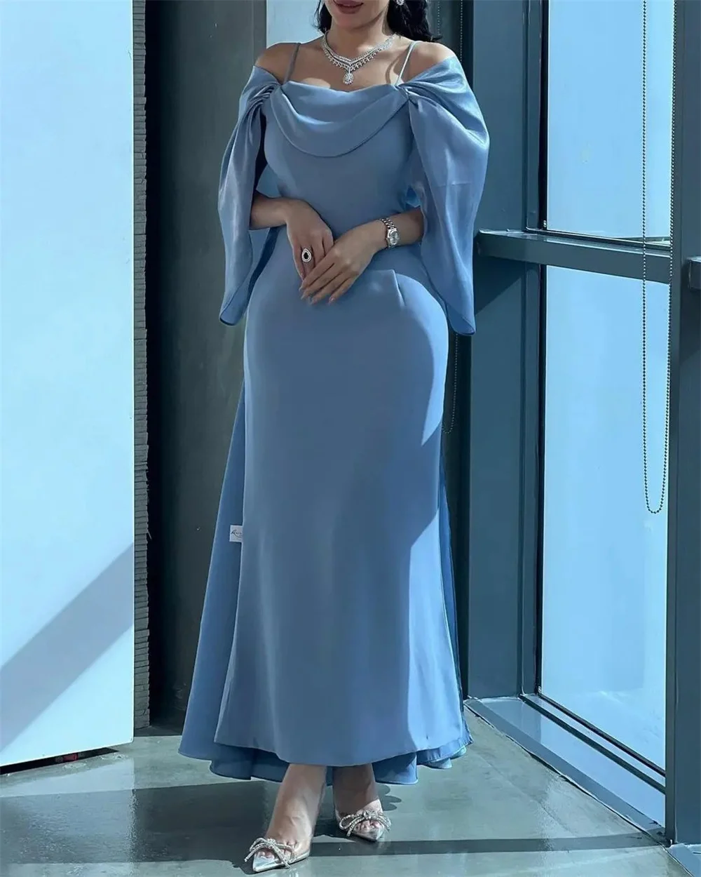 

Mermaid Evening Dress Spaghetti Strap Off The Shoulder Boat Neck Half Sleeve Ankle Length Prom Gown New 2023 For Special Events