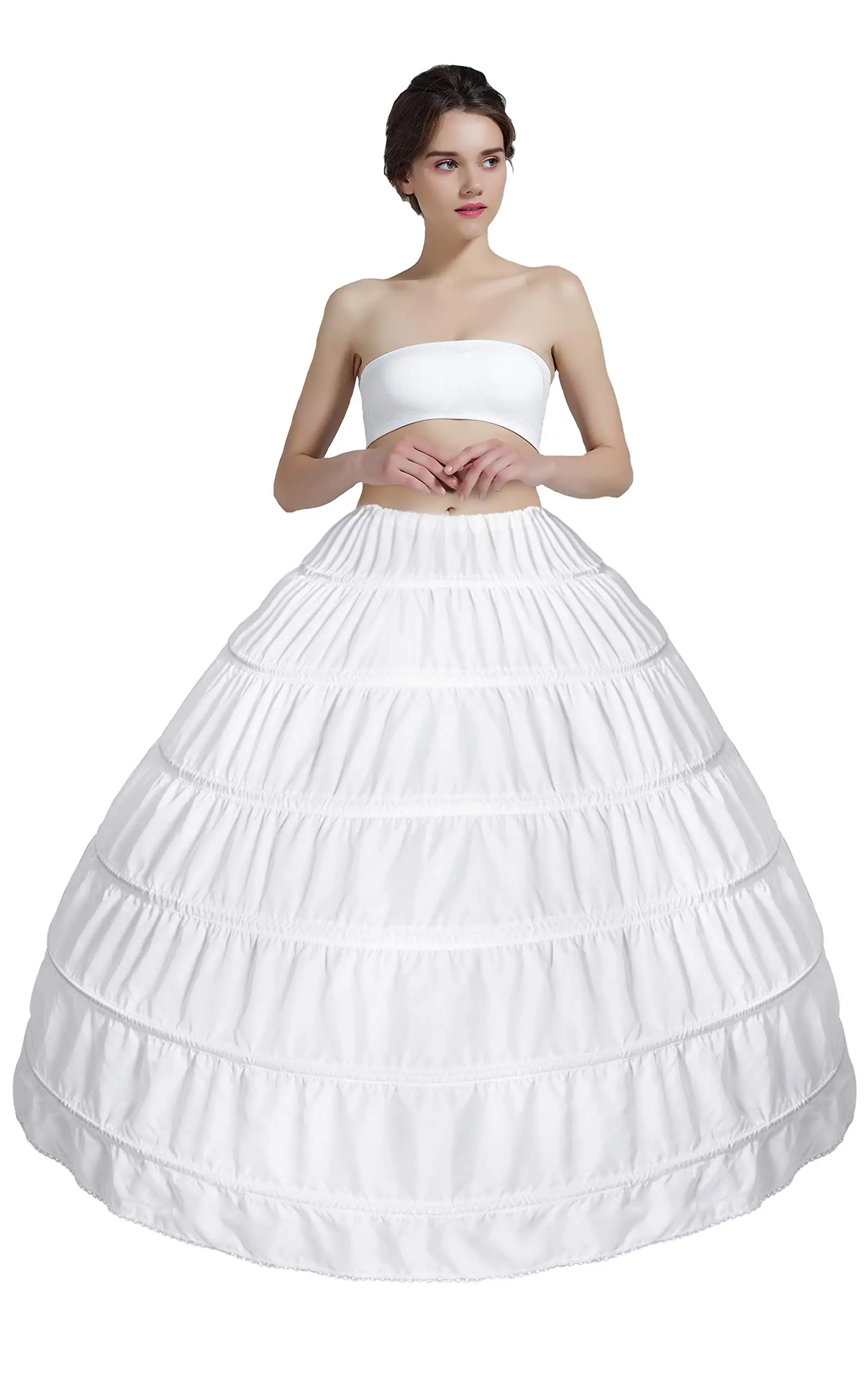 

Full A-line 6 Hoop Floor-Length Bridal Dress Gown Slip Petticoat 2023