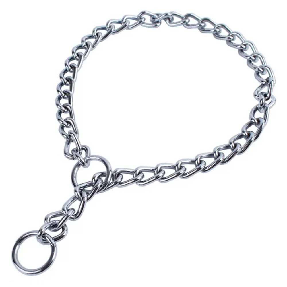 

Chrome Stainless Iron Dog Collar Traction Rope Lead Leash P Chain Necklace Adjustable No Choke Collars for Dogs Pet Supplies