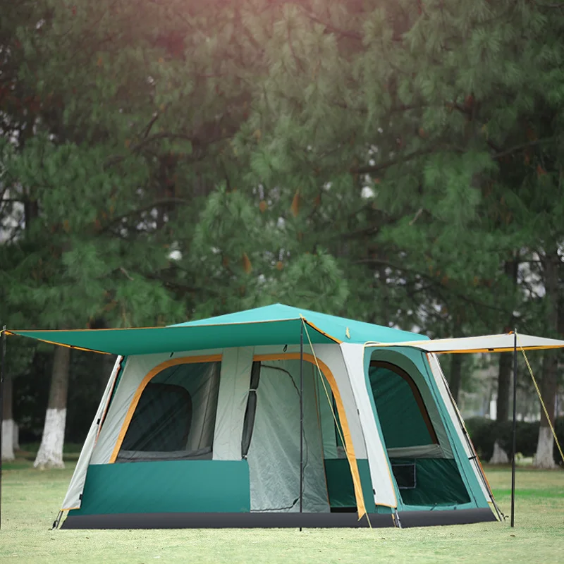 

High Quality Ultralarge Automatic 330*240*180CM Double Layer 4-6 Person Aluminum Pole Waterproof Camping Family Party Tent
