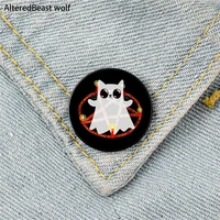 cat ghosty summons pin custom cute brooches shirt lapel teacher tote bag backpacks badge cartoon gift brooches pins for women