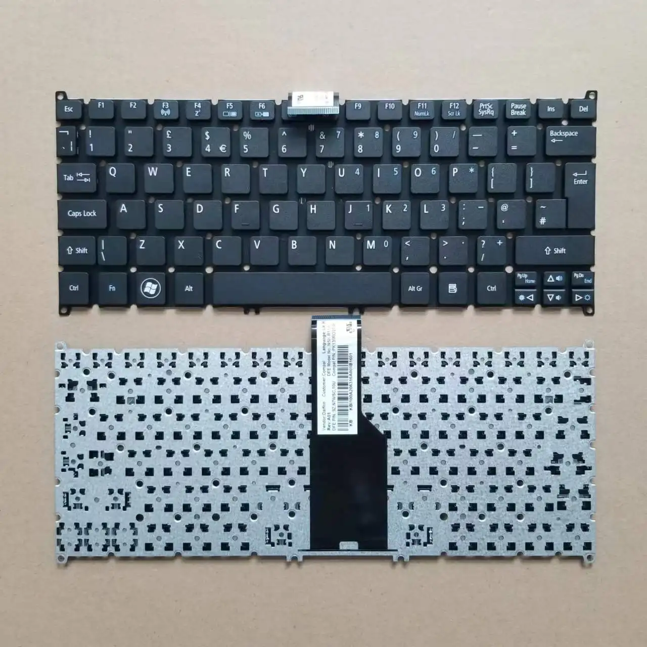 

New UK Turkish Keyboard For Acer Aspire S3 S3-391 S3-951 S5-391 One 725 726 Without Frame NSK-R11SC 9Z.N7WSC.10U TR