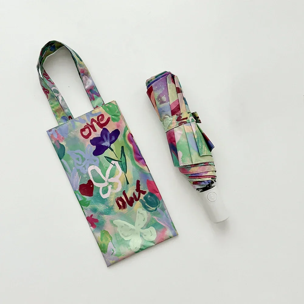 

Портативный солнцезащитный карманный зонт с рисунком граффити, складной зонт с несколькими костями, ручной складной зонт, женский подарок