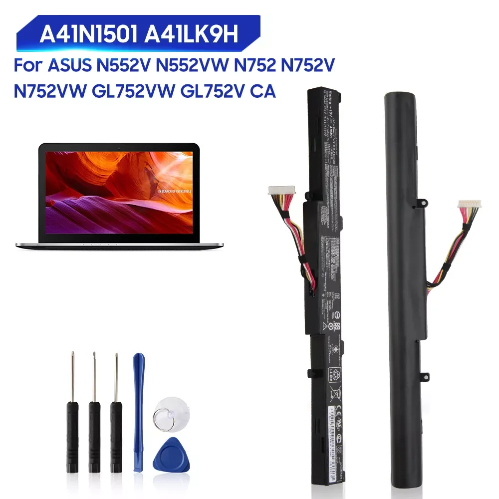 

Новый оригинальный запасной аккумулятор для ноутбука ASUS N552V N552VW N752 N752V N752VW GL752VW GL752V CA A41N1501 A41LK9H