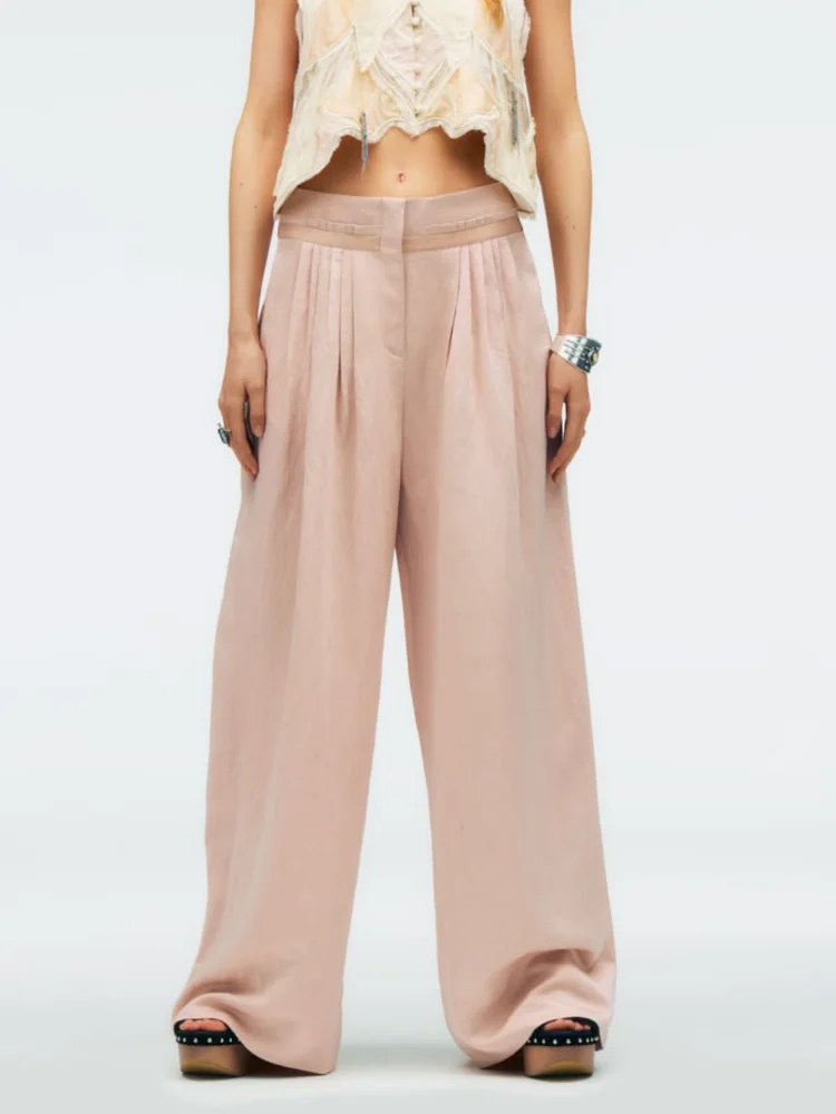 

TAOP&ZA 2023 New Women's Clothes Retro Slim All-match Bowknot Decorated Linen Blended Pleated Pants 2334073