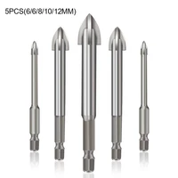 5pcs 6 12mm universal multifunctional cross triangle alloy drill bits for ceramic tile marble drilling woodworking power tools