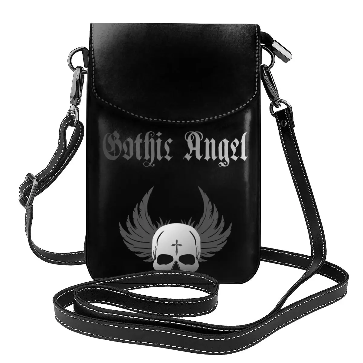 

Angel Wings Готическая сумка на плечо с черепами и крыльями черная сцена готическая ретро кожаная школьная женская сумка женский кошелек подарк...
