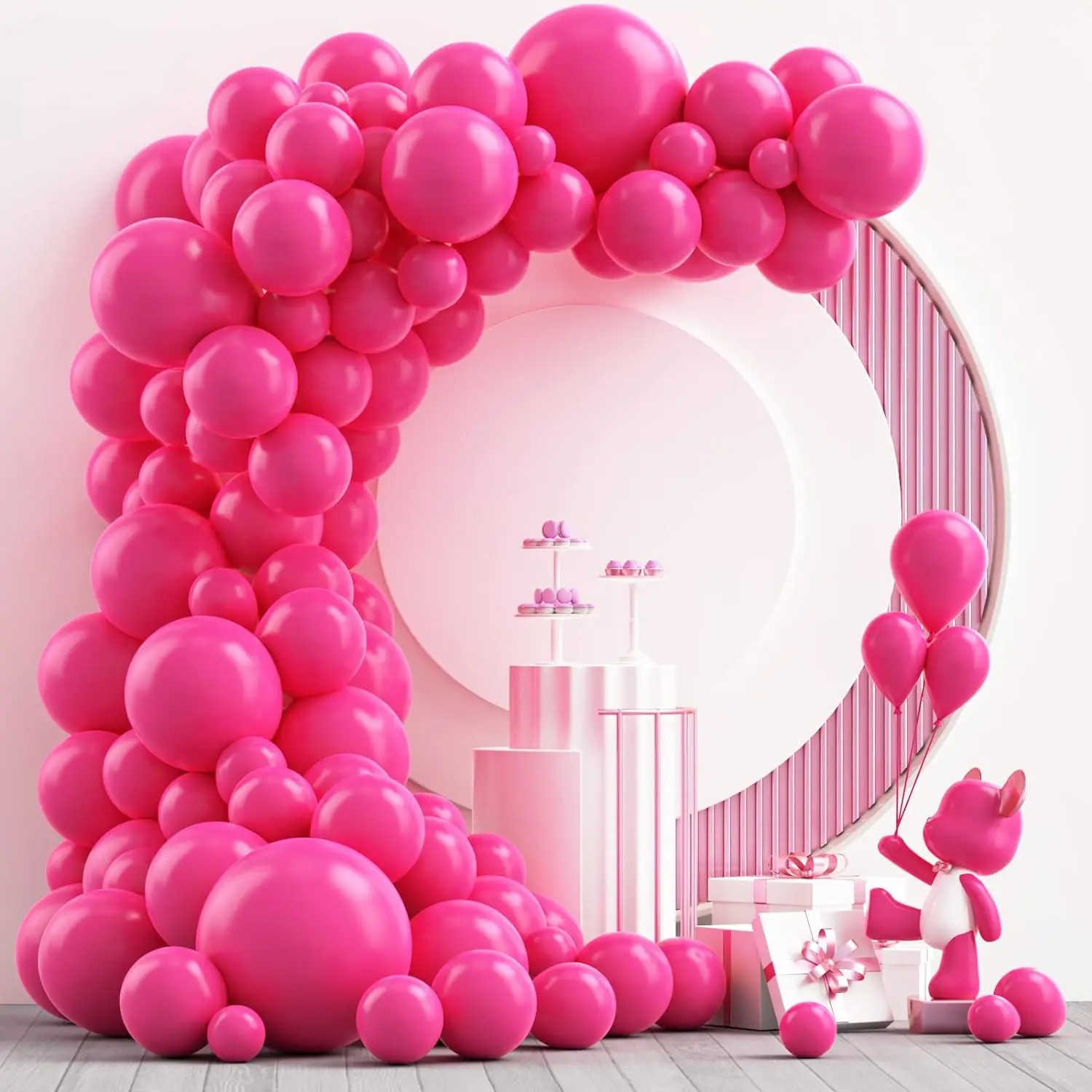 

95Pcs Hot Pink Balloon Garland Arch Kit Princess Theme Dark Pink Balloons for Birthday Party Wedding Baby Shower Decoration