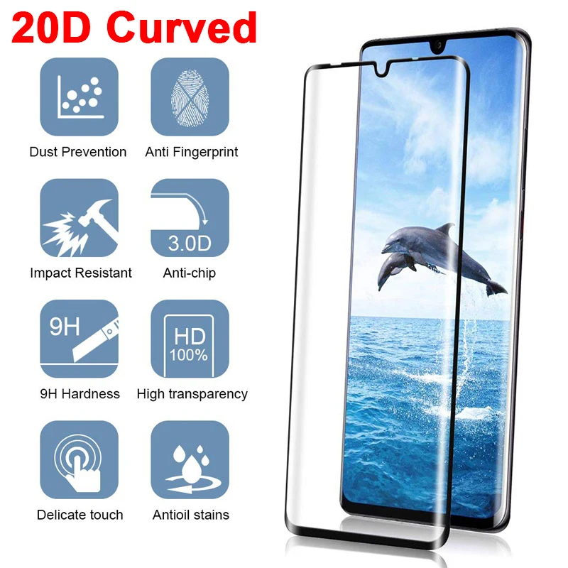 

Изогнутое стекло 20D для экрана Huawei P30 P40 Pro Nova 7 Pro 5G, Защитное стекло для Huawei Mate 20 40 30 30E Pro 40 Pro Plus