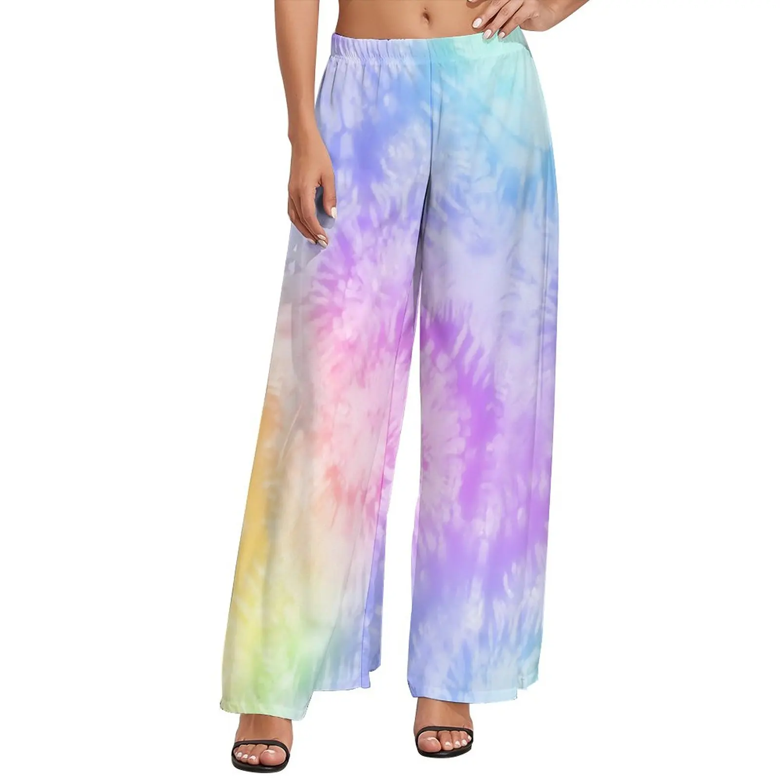 

Pastel Tie Dye Pants Elastic High Waist Spiral Print Sexy Trousers Street Fashion Custom Wide Pants