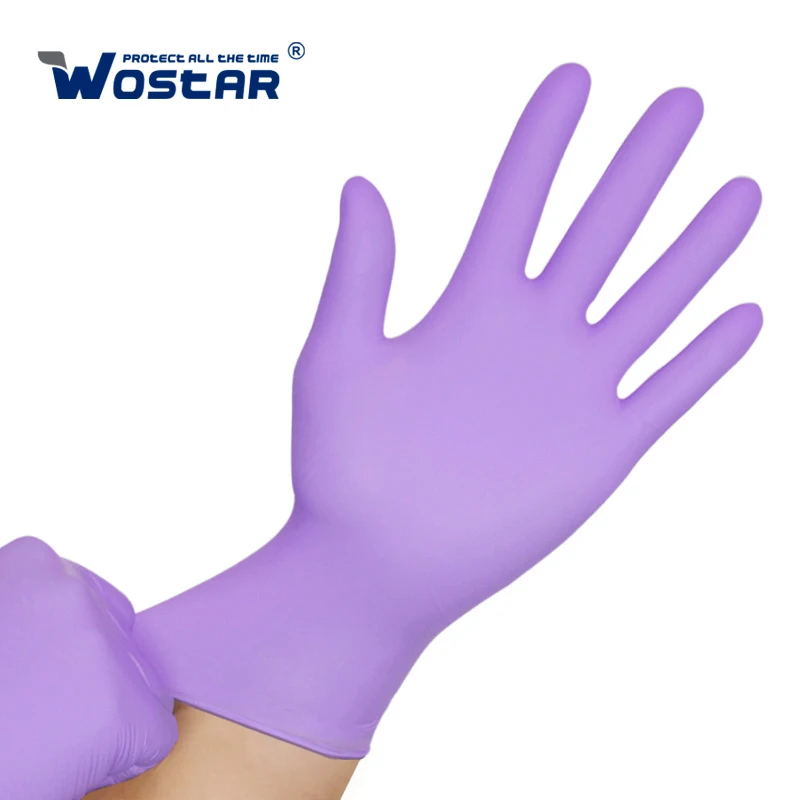 

Nitrile Gloves 20Pcs Purple Wostar Waterproof Non-Slip Oil Resistant Household Kitchen Dishwash Work Disposable Nitrile Gloves