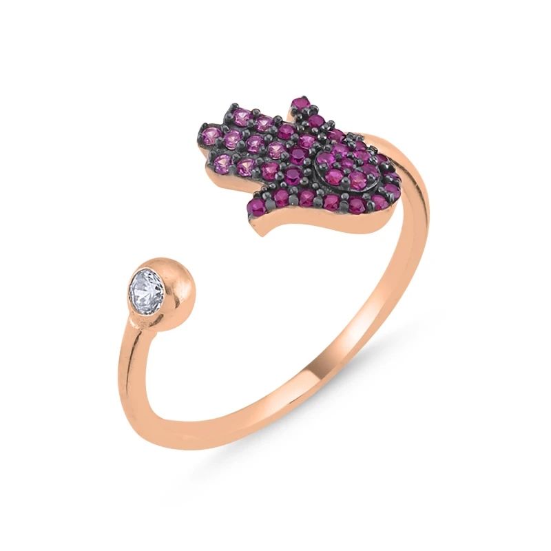 

Серебряное 925 пробы розовое серое нано драгоценный камень Fatma Master регулируемое высокое кольцо