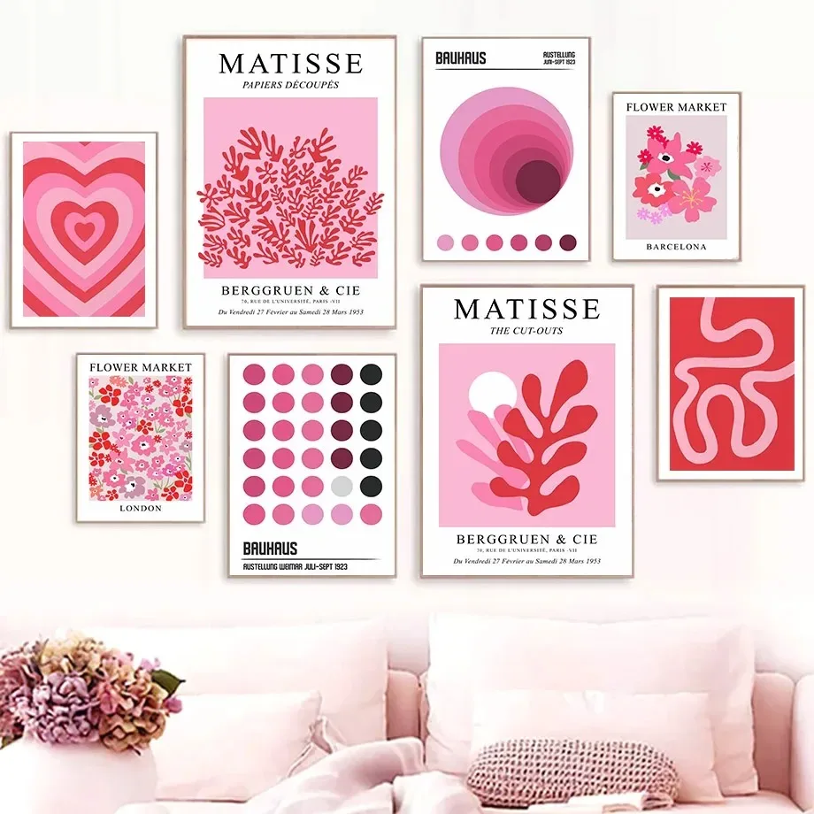 Абстрактная линия роза Баухаус Матисс холст с принтом без рамы классический