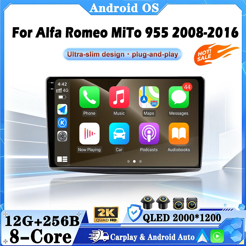 Фото 9-дюймовый мультимедийный видеоплеер с Android-системой для Alfa Romeo MiTo 955 2008-2016, GPS-навигация, QLED сенсорный экран №1