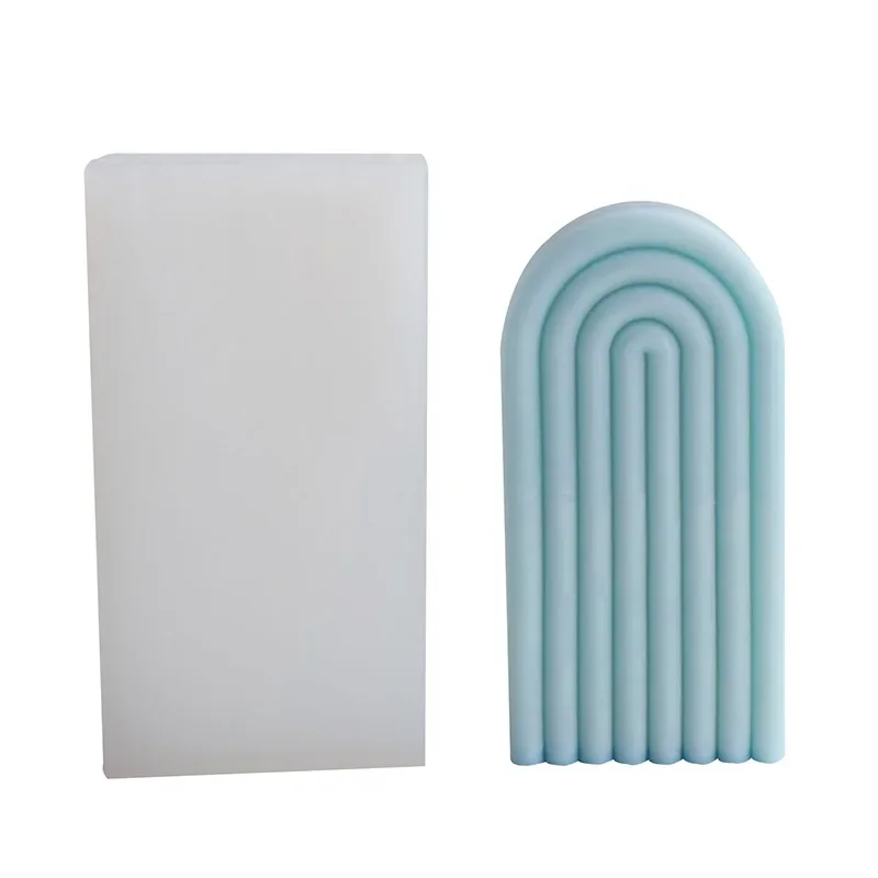 DIY Rainbow Striped Arch Candle Silicone Mold Crystal Drop Glue Aromatherapy Decoration Mould Geometric Plaster