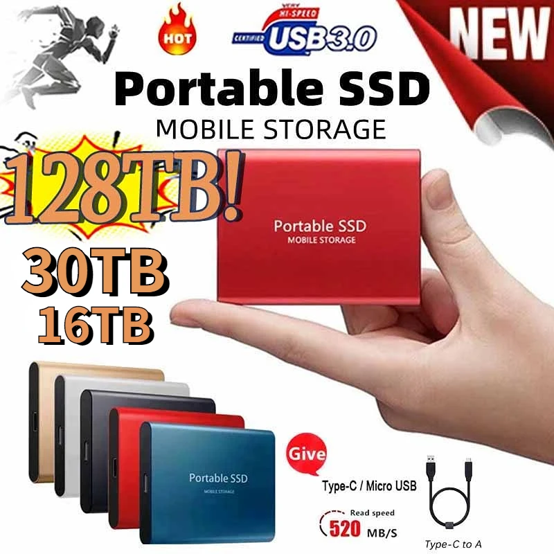 

Portable SSD Original Hard Disk 128TB 64TB SSD 2.5 Inch 500GB Hard Drive Drive Hard Disk Electronics for Laptops Mobile Phones