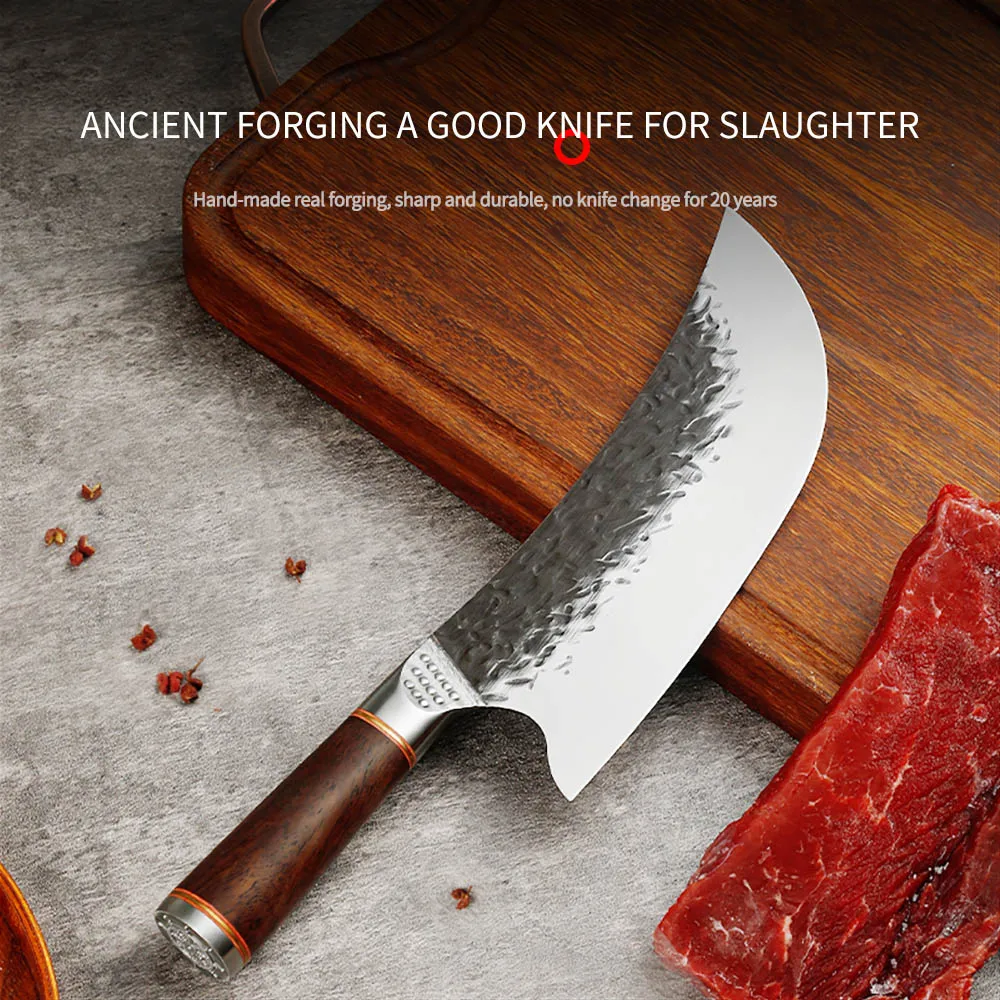 Кованый профессиональный нож для мясника West Factory 5Cr15MoV шеф-нож из ванадиевой