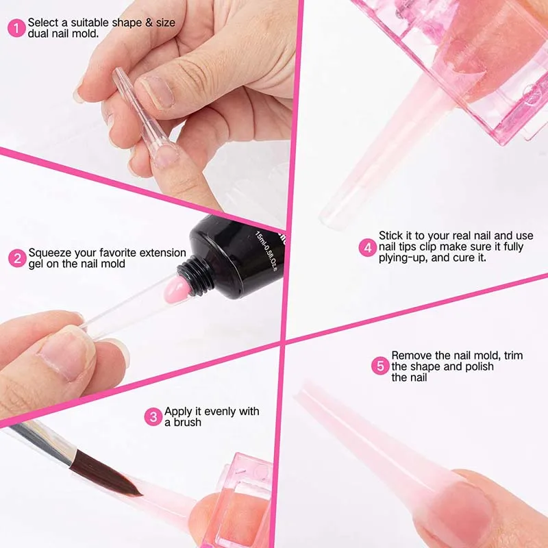 120 шт. двойные формы для ногтей гель наращивания французских накладных Система