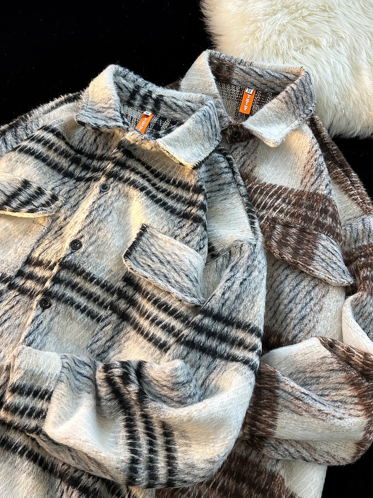 Autumn and Winter Thickened Woolen Plaid Outerwear Men's Casual Fashion Brand Youth Korean Sle Trendy Ruan Handsome Retro W...