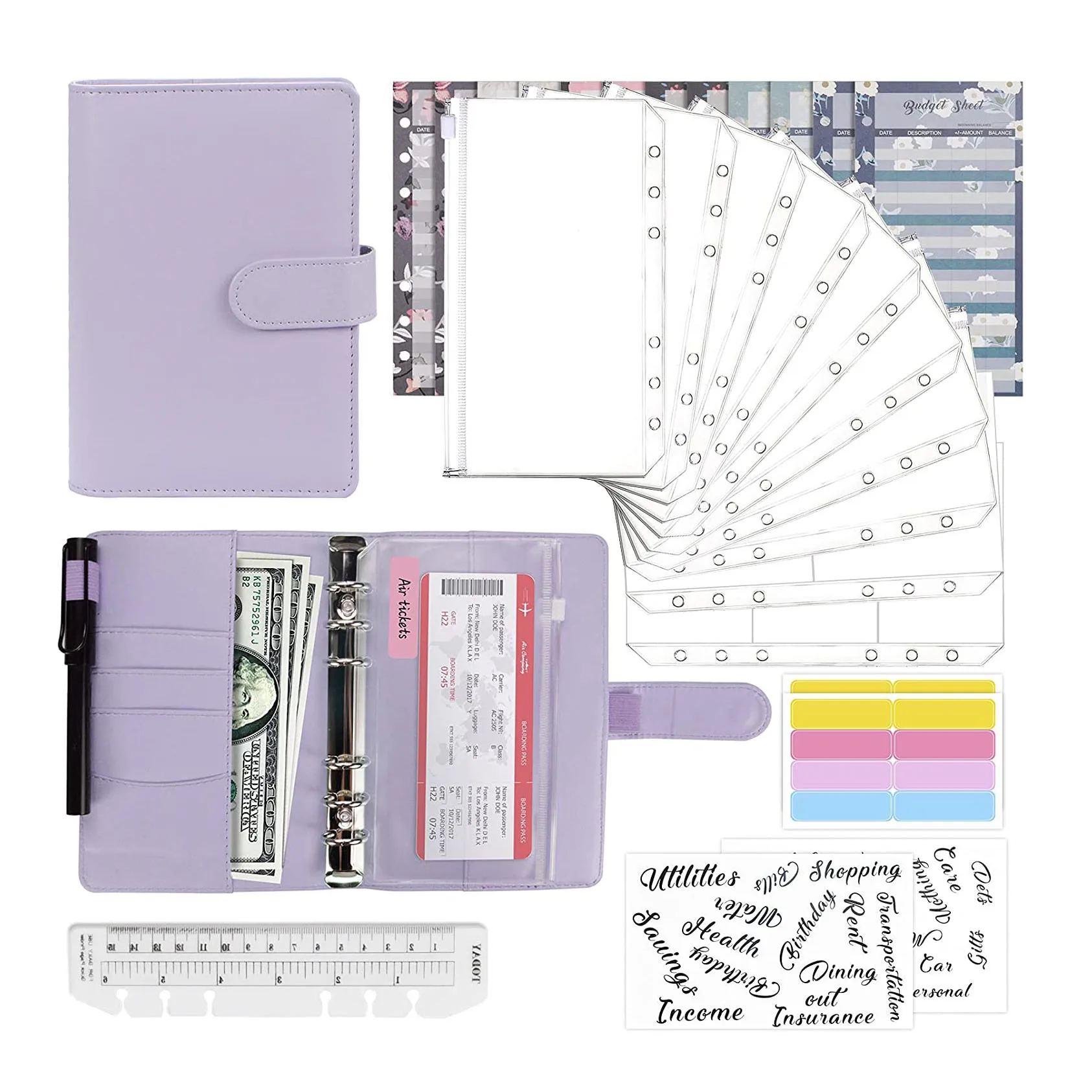 

28Pcs A6 Budget Binder with Cash Envelopes,Money Saving Binder Cash Envelopes Planner Organizer for Budgeting and Management