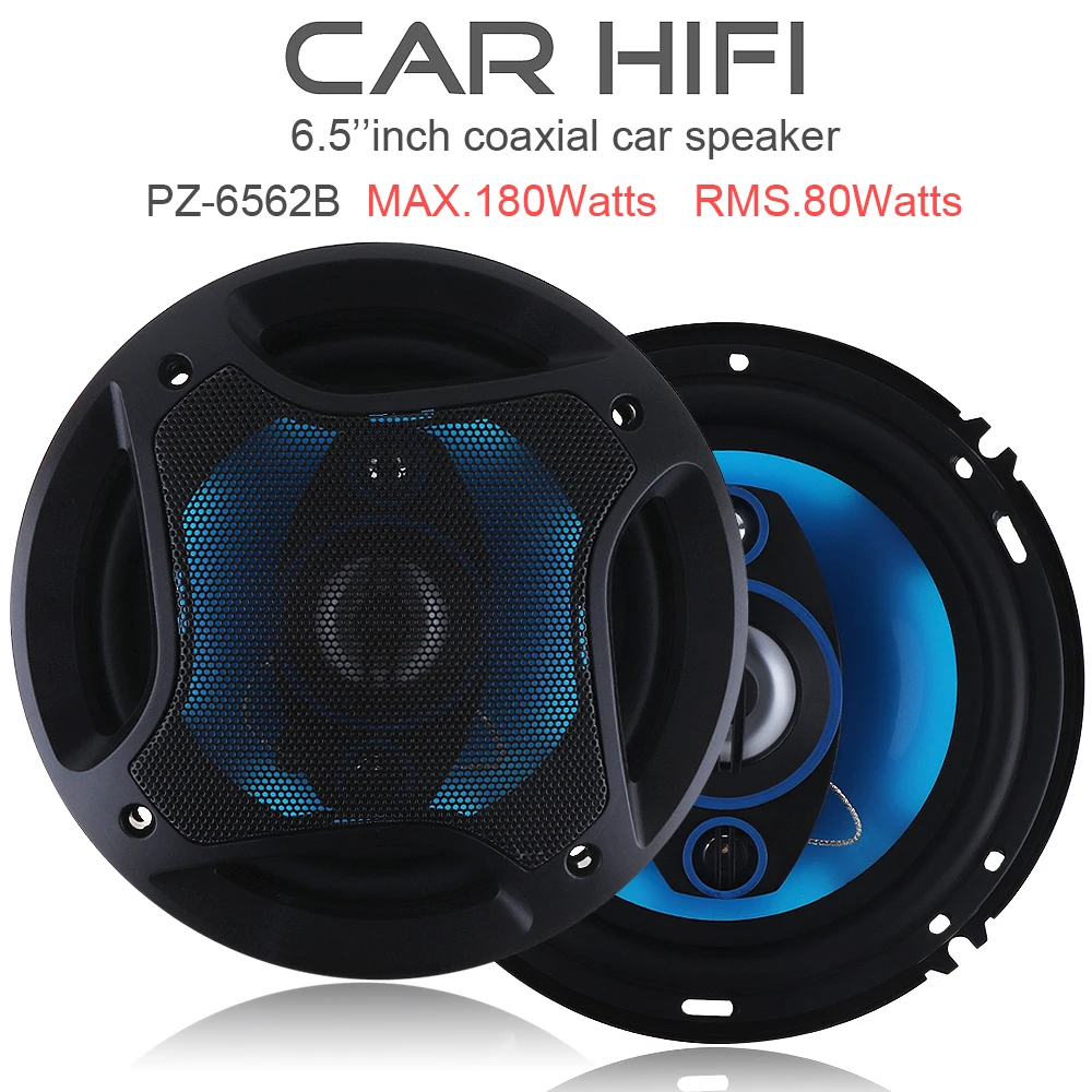 2pcs 6.5Inch 180W 3 Ways Car Hifi Loud Coaxial Speaker Horn Full Frequency Auto Automobile Audio Music Stereo Sound Loudspeaker