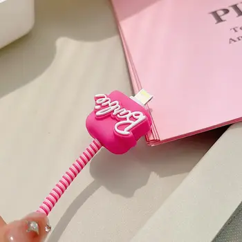 Kawaii Pink Barbie Data Cable Protective Cover for iPhone 4