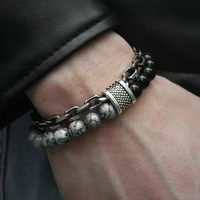 new 2020 mens tiger eye stone beaded bracelet stainless steel gunmetal link chain yoga bracelet male jewelry dropshipping