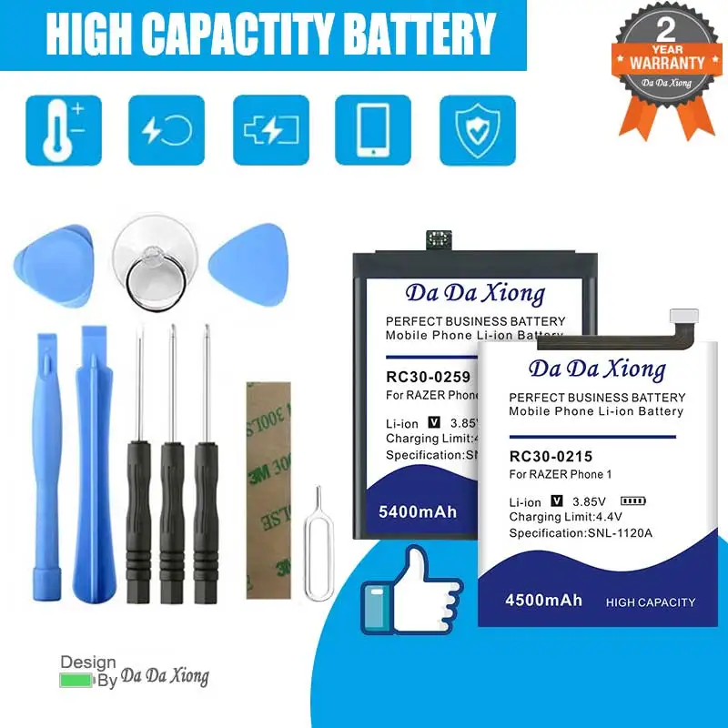 

0 Cycle 8500mAh Top Battery For RAZER Phone 1 2 Bateria + free tools