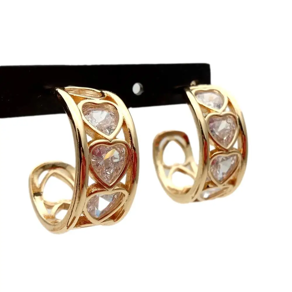 

Cz Crystal Pave Heart Shape Earrings For For Women Golden Cubic Zircon Earrings Jewelry