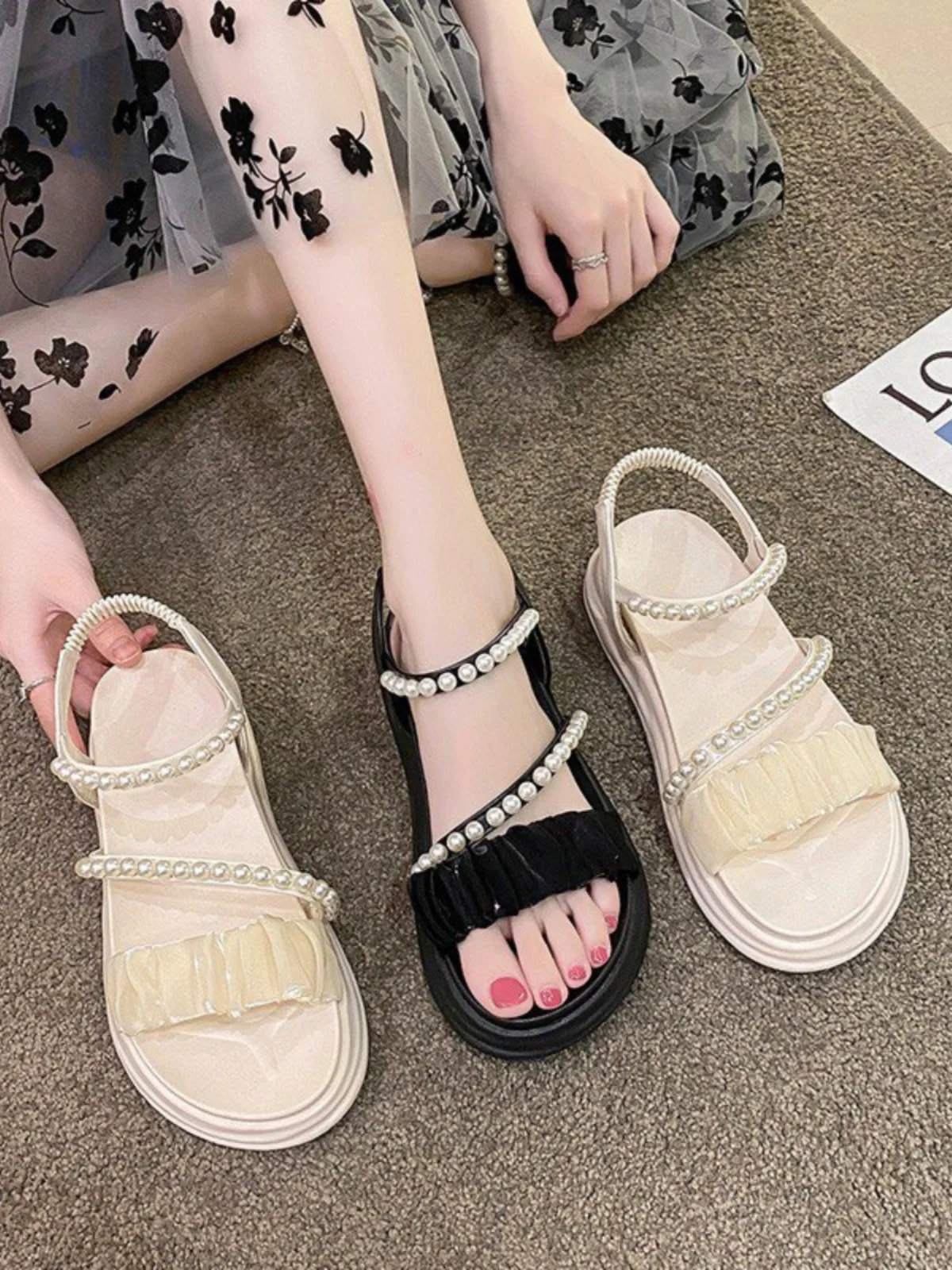 

Clear Heels Female Sandal Med Comfort Shoes for Women Soft 2023 Summer Girls Medium Beige Beach Gladiator Clogs Fashion New