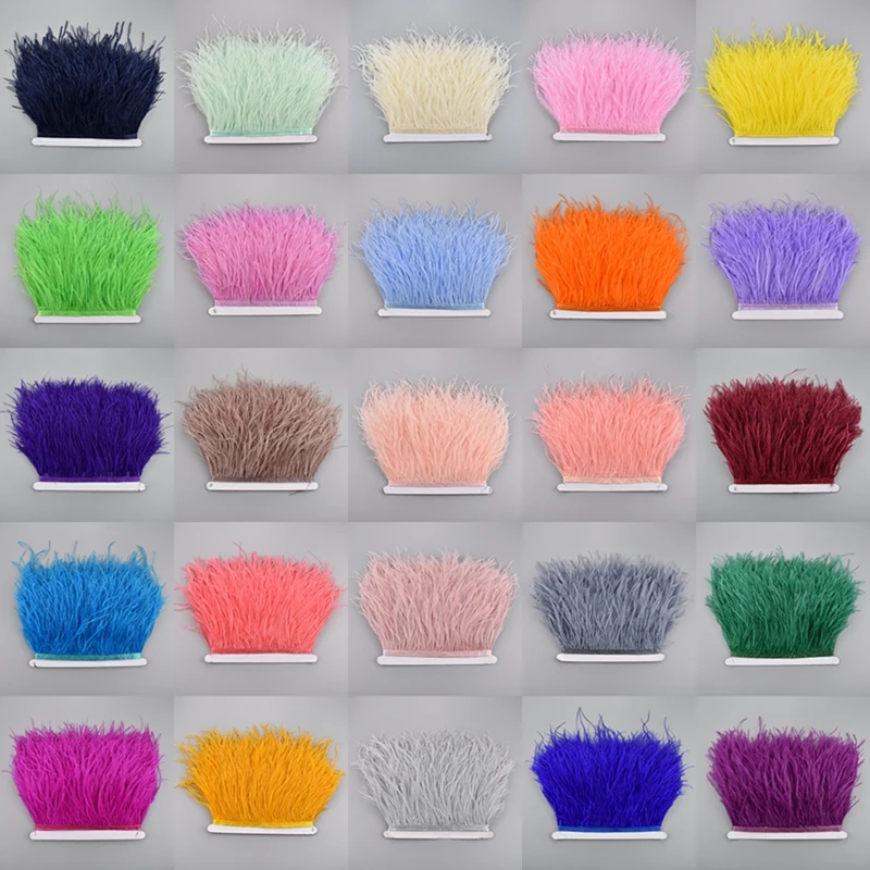 Лента из страусиных перьев 10 метров белая бахрома с отделкой для шитья одежды