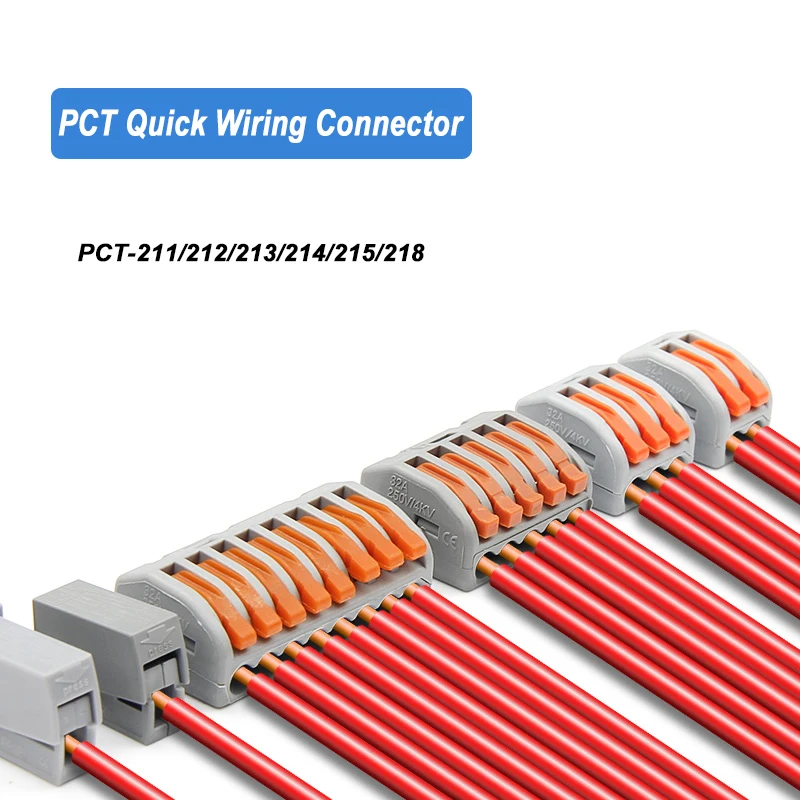 

10 Pcs PCT-211/212/213/214/215/218 Quick Wiring Connector Push-in Terminal Block Universal Wire Splitter 1 In Many Out 600V/400V