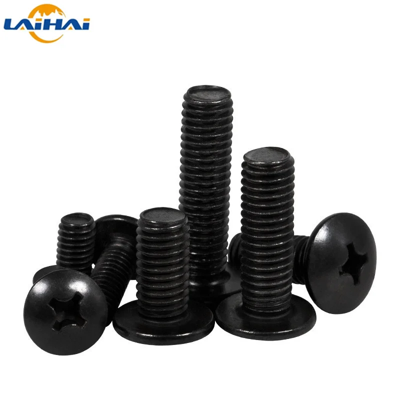 

10/20/50/100 PCs M2.5 m3 M4 M5 M6 TM cross recessed cheese head screw black plated carbon steel screw