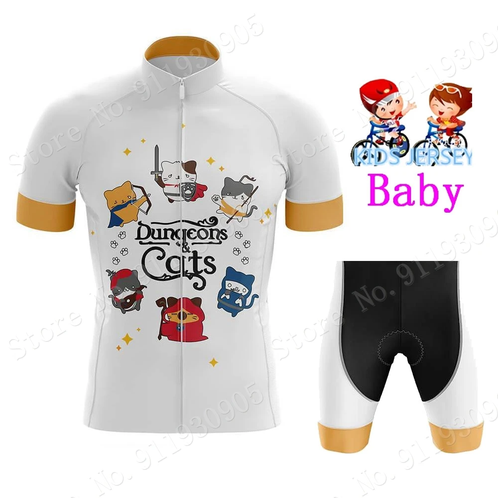 

Детский комплект из джерси и футболки с забавным котом для езды на велосипеде, милая мультяшная одежда для езды на велосипеде в стиле аниме ...