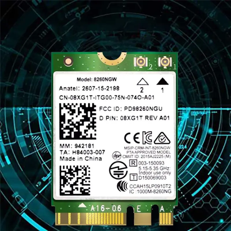 Фото A01E-8260 8260NGW Wi-Fi-карта + 2 антенны, 867 Мбит/с, Bluetooth 4.2, NGFF M.2 Wi-Fi для AC 8260 №5