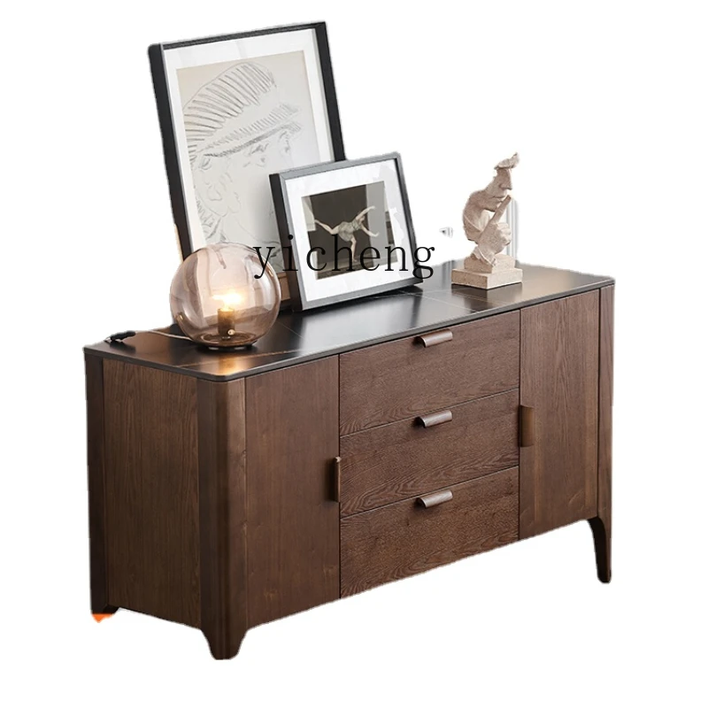 

XL Ash Wood Stone Plate Sideboard Dining Room Marble Entrance Cabinet