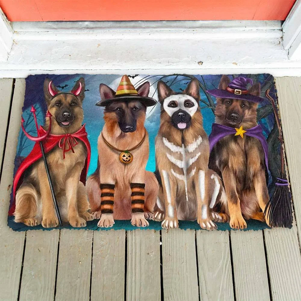 

3D Graphic Halloween Doormat Animals Dogs German Shepherd House Doormat 3D Print Absorbent Mat Floor DoorMat Non-Slip