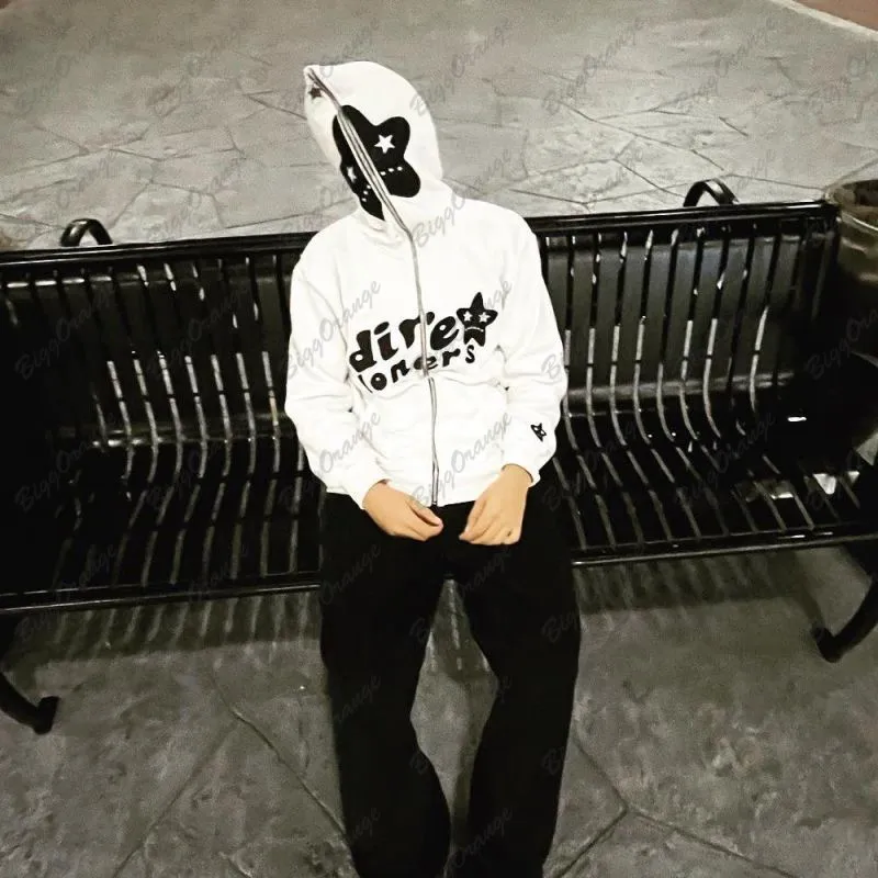 Женская толстовка на молнии Белая кофта большого размера в стиле Харадзюку y2k -