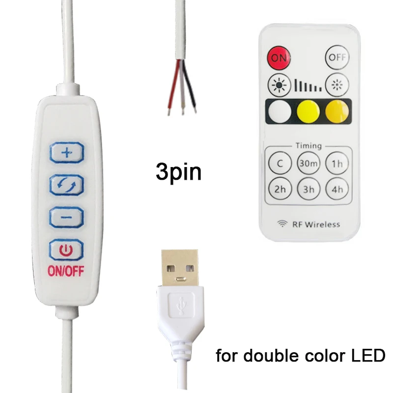 

DC 5V LED Dimmer 1.5m USB Cable with Switch Dimmable Remote Control 2pin 3Pin Extension Wire for Single 2 3 Colors CCT LED Light