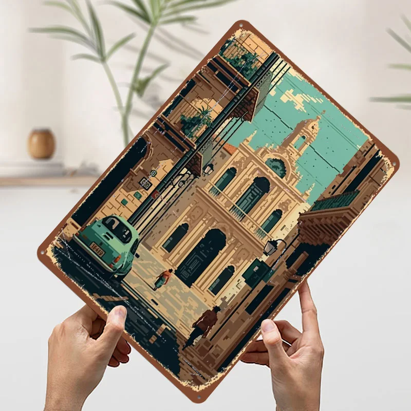 Фото Металлический 3D-постер Lecce Pixel Art с индивидуальным текстом, винтажные жестяные таблички для декора игровой комнаты, украшения для дома мужчин №3