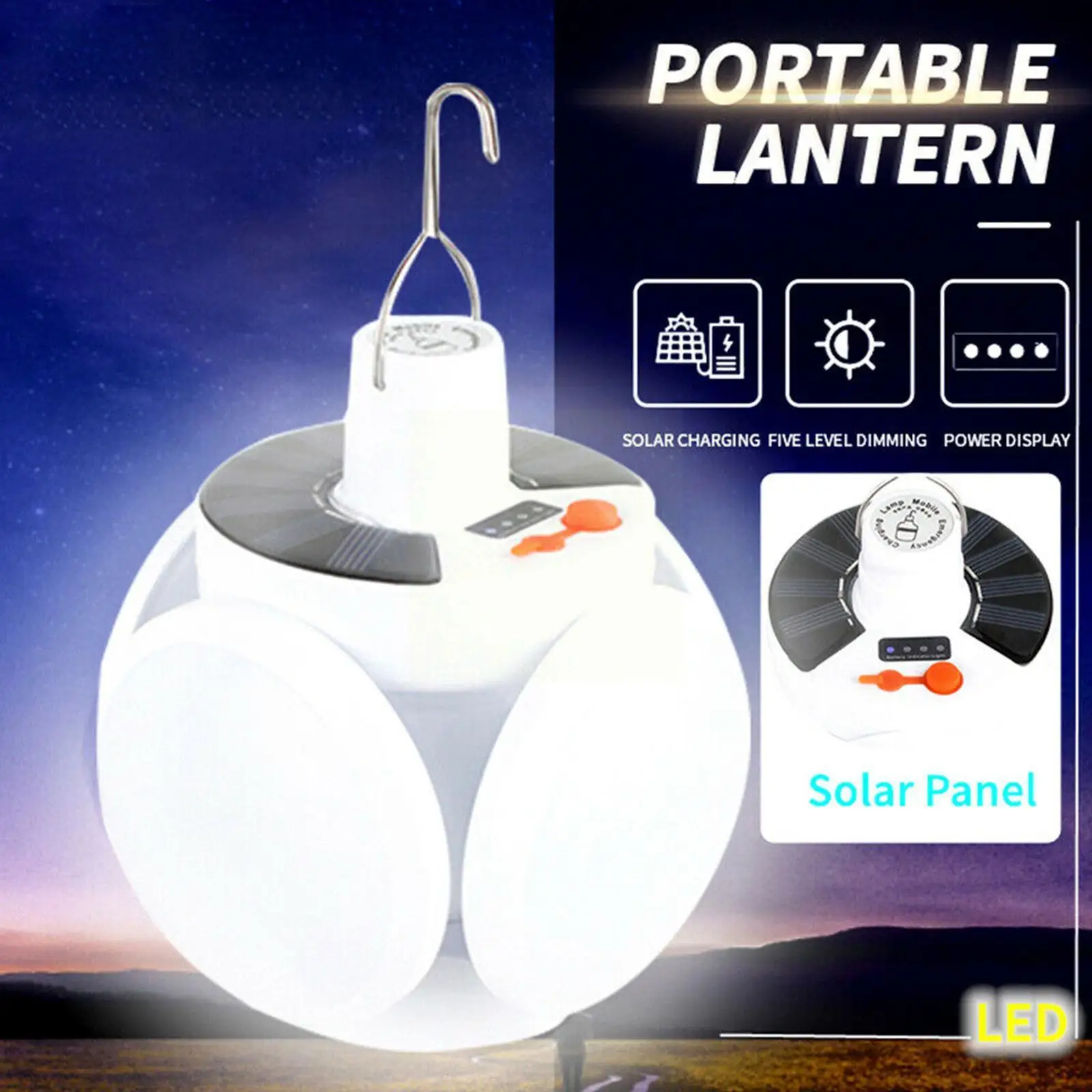 

Led Folding Bulb Solar Outdoor Garden Lights Waterproof Emergency Solar/usb Camping Led Induction Charged Lantern Portable J4u1