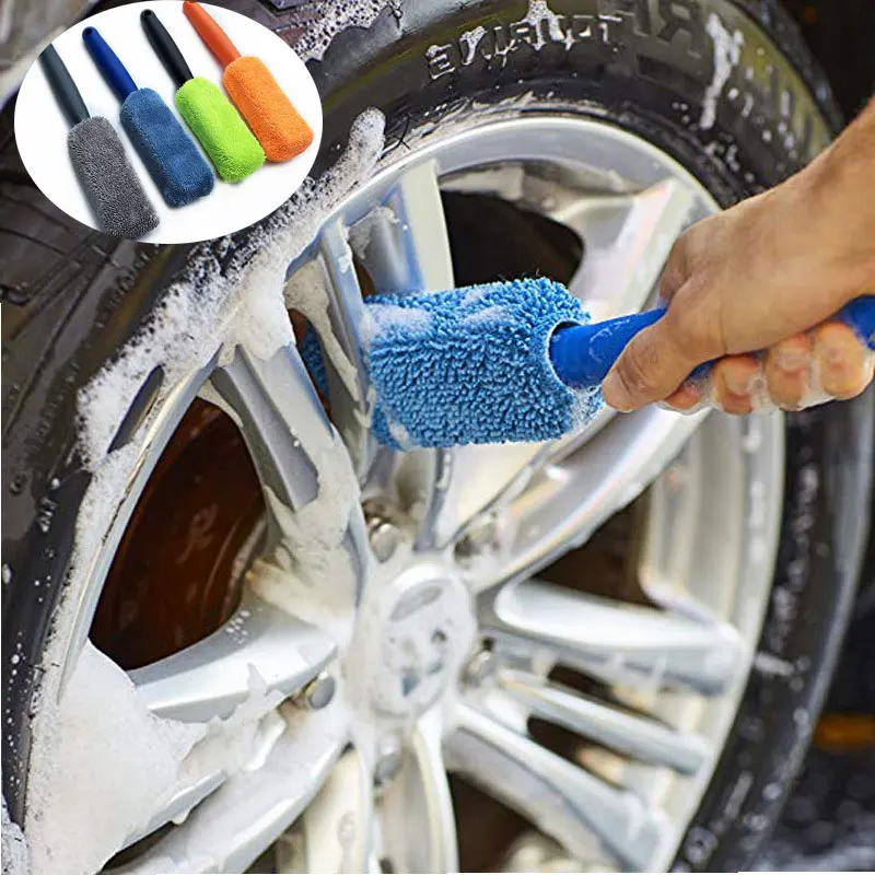 

Car Wash Portable Microfiber Wheel Tire Rim Brush Car Wheel Wash Cleaning for Car with Plastic Handle Auto Washing Cleaner Tools